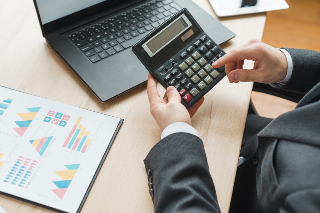 business man working office desktop
